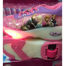 รองเท้าผ้าใบมีล้อ 1 ล้อ รองเท้ามีล้อ มีไฟ เก็บล้อได้ ลาย frozen